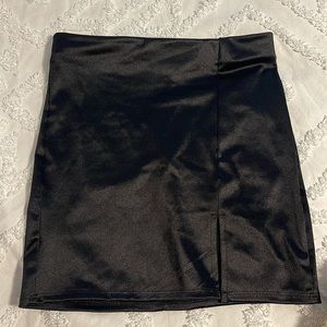 Black Satin Mini Skirt